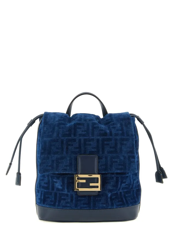 Ff Flocked Denim Backpack Backpacks & Travels Blue sold by Wanan Luxury