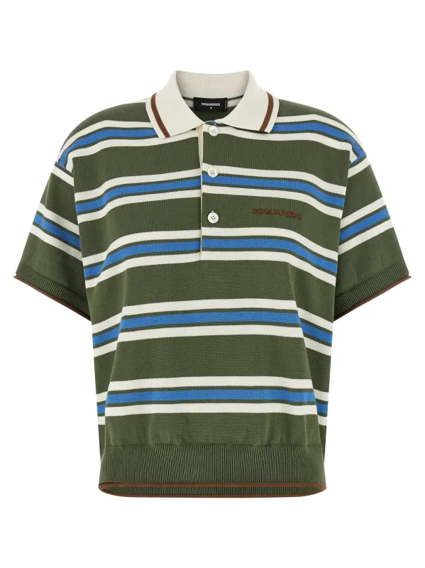 Striped Knit Polo Multicolor made by DSQUARED2