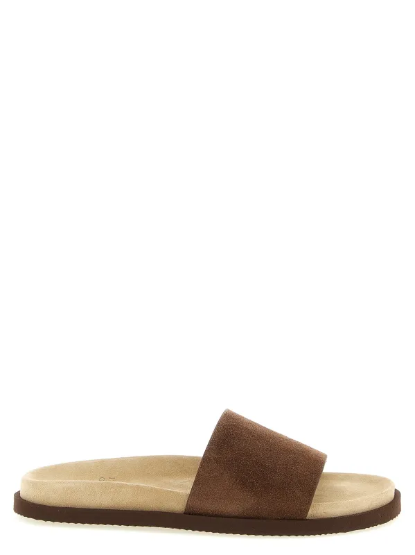 Suede Slides Sandals Brown sold by Wanan Luxury