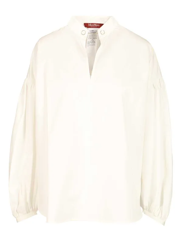 Cotton Satin Blouse Shirts White sold by Wanan Luxury