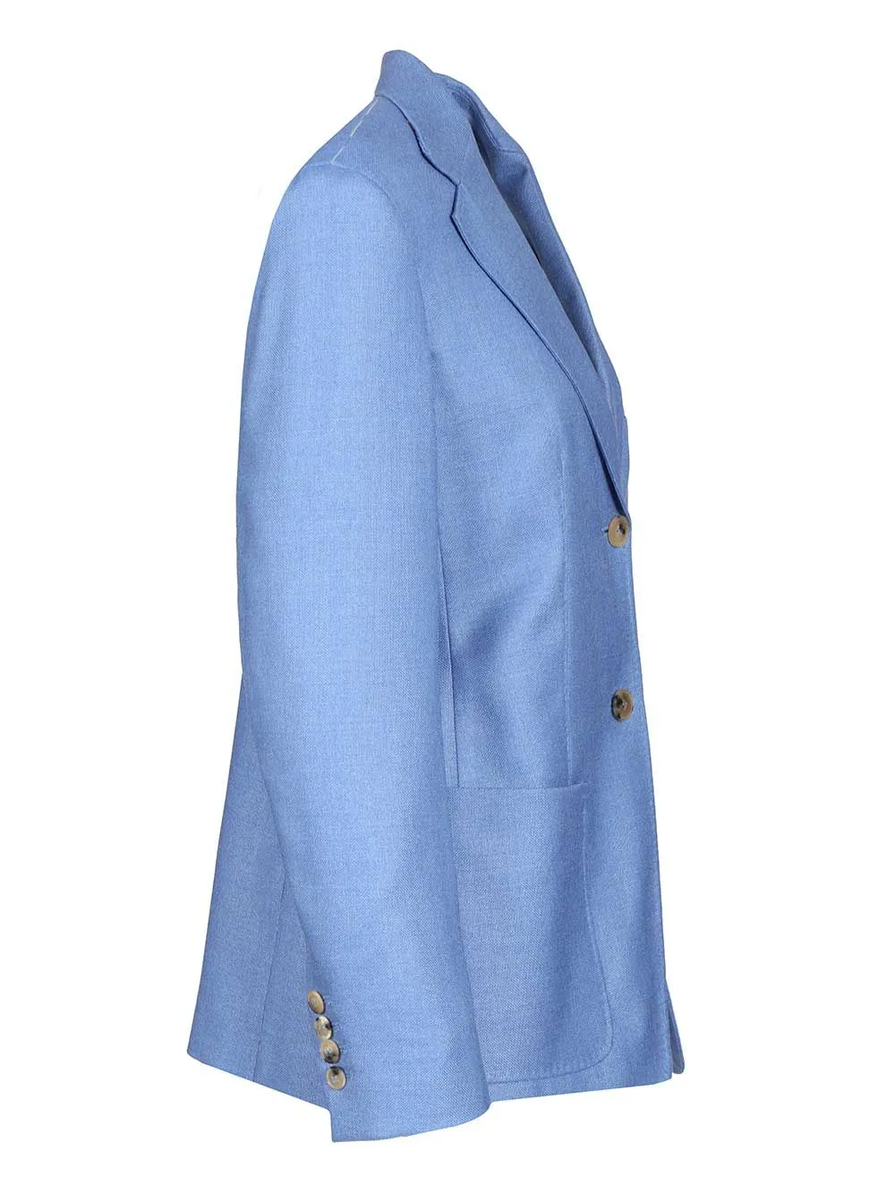 Single-Breasted Wool And Silk Canvas Blazer Jackets Light Blue sold by Wanan Luxury product image thumbnail 3