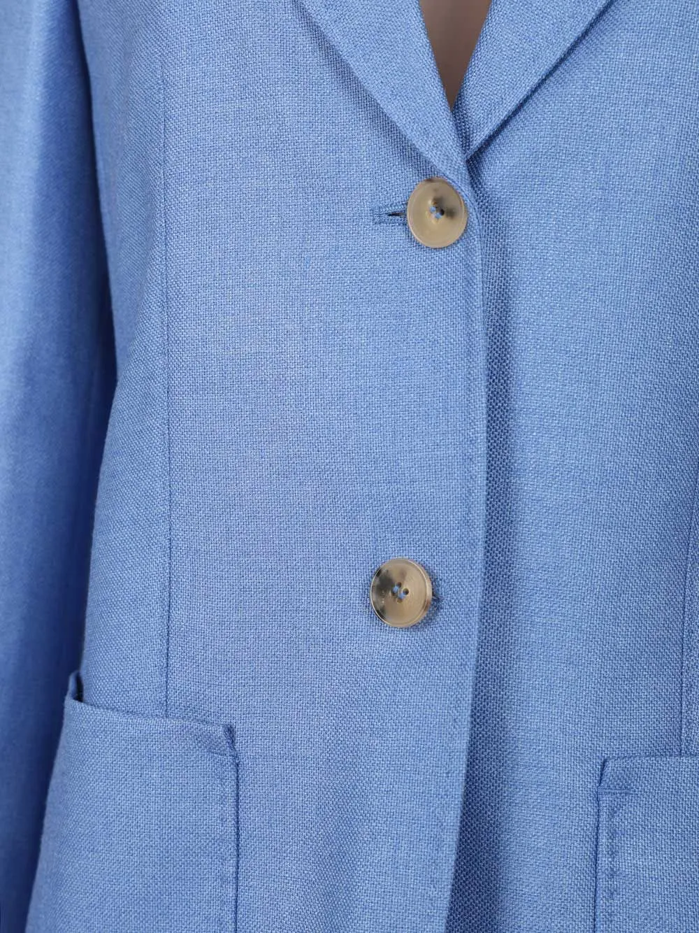 Single-Breasted Wool And Silk Canvas Blazer Jackets Light Blue sold by Wanan Luxury product image thumbnail 5