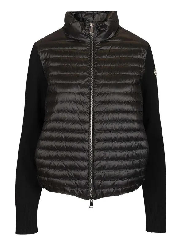 Padded Wool Cardigan With Zip Knitwear Black sold by Wanan Luxury