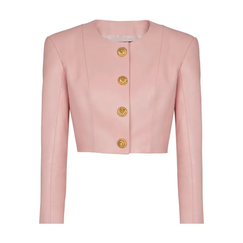 Leather Outerwears Pink made by Balmain