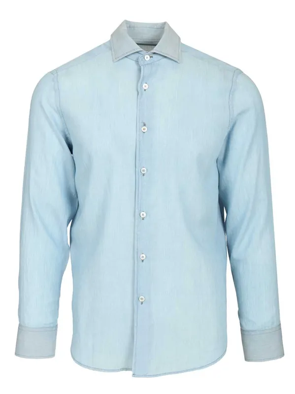 Long-Sleeved Shirt Shirts Light Blue sold by Wanan Luxury