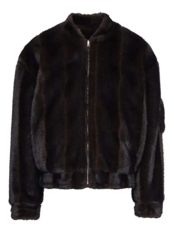 Faux Fur Zip-Front Bomber Jacket sold by Wanan Luxury