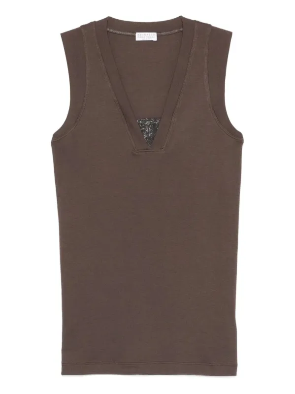 Stretch Cotton Jersey Tank Top With Precious Faux-Layering sold by Wanan Luxury