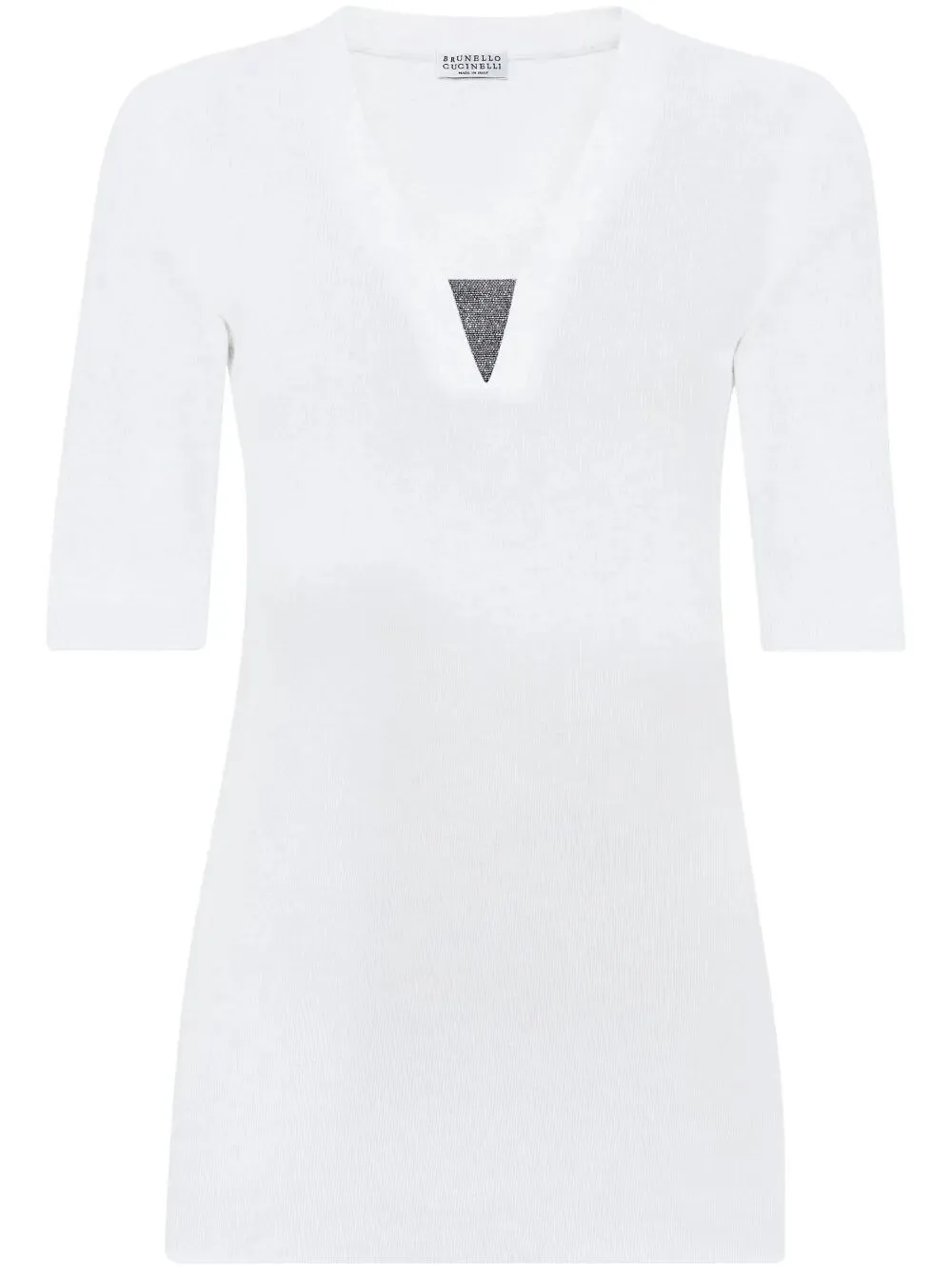 Stretch Cotton Ribbed Jersey Top With Precious Insert sold by Wanan Luxury