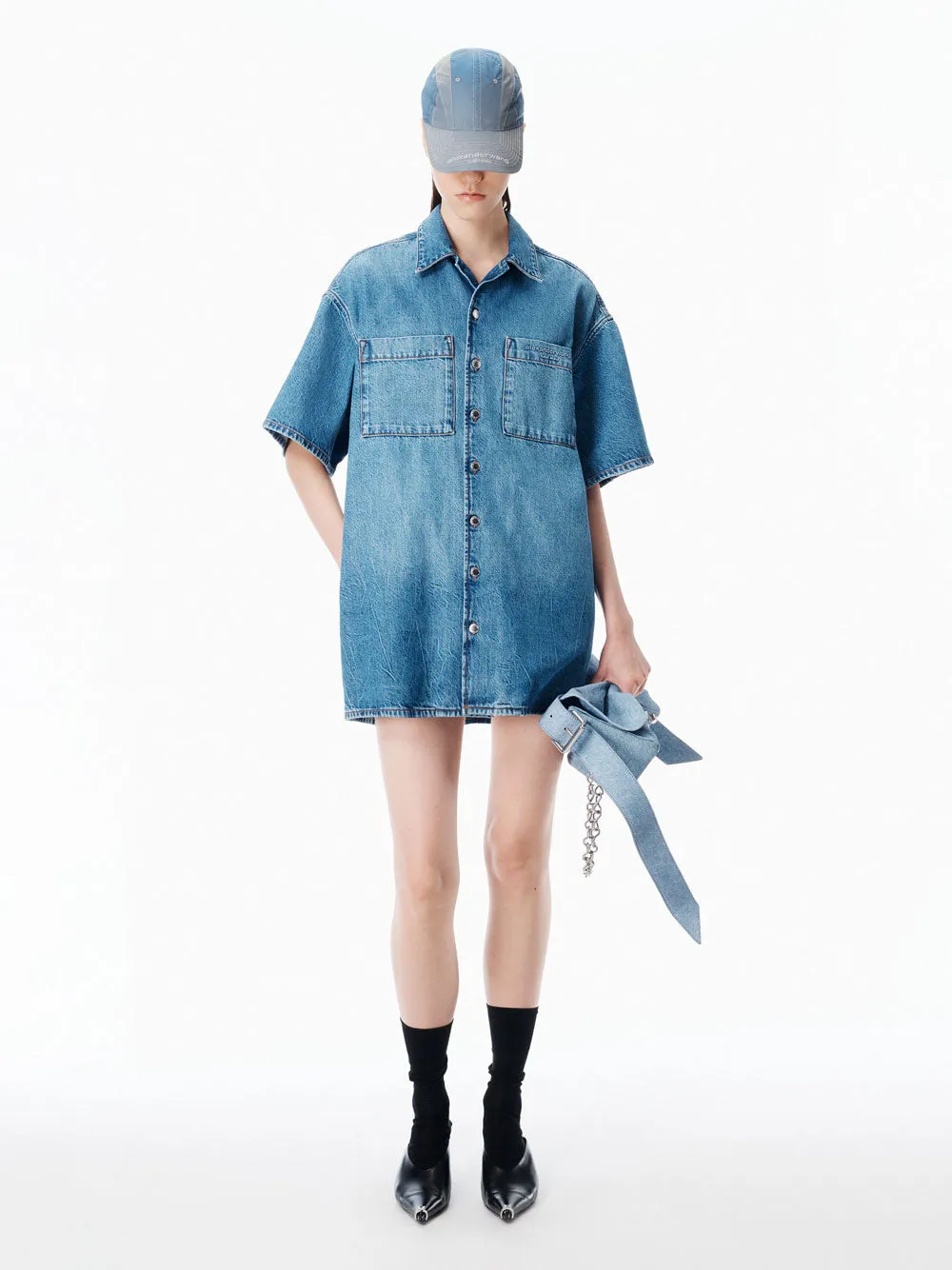 Boxy Denim Shirt Dress sold by Wanan Luxury product image thumbnail 2