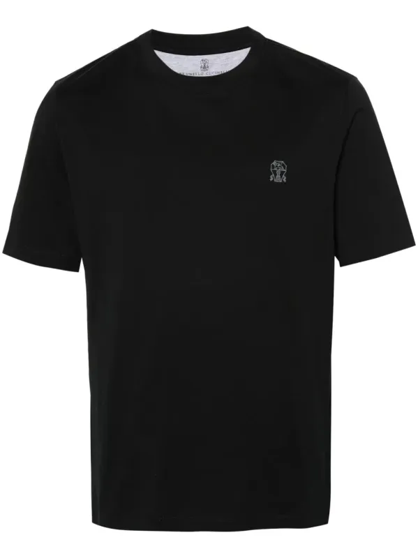 Cotton Jersey Crew Neck T-Shirt With Logo sold by Wanan Luxury