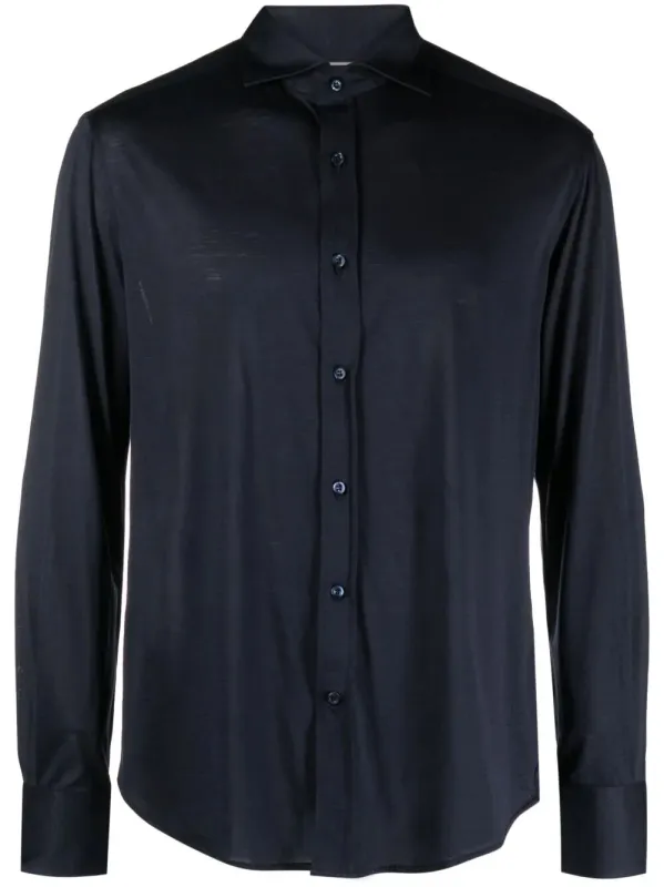 Silk And Cotton Jersey Shirt With Spread Collar sold by Wanan Luxury