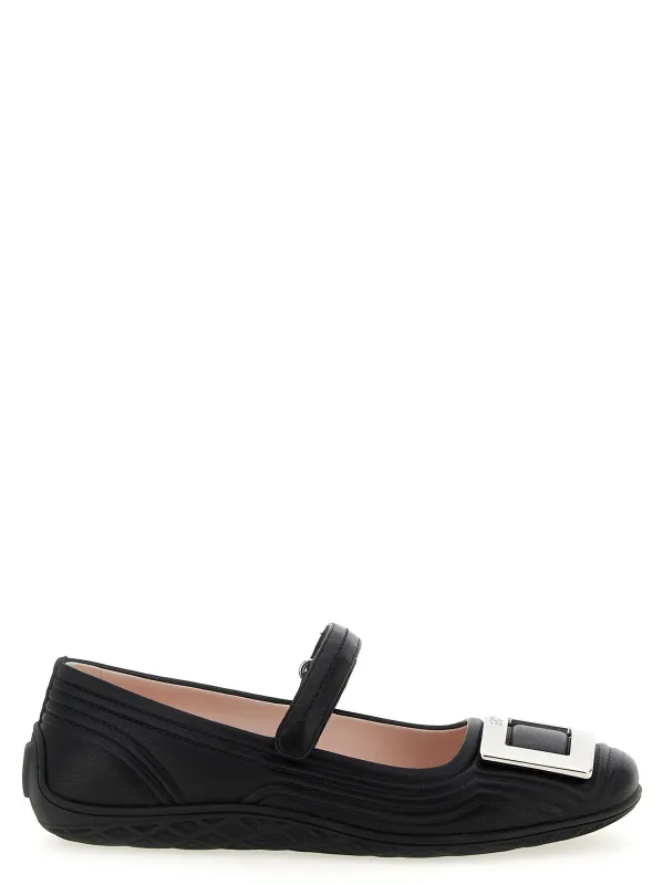 Viv Low Flat Shoes Black made by Roger Vivier