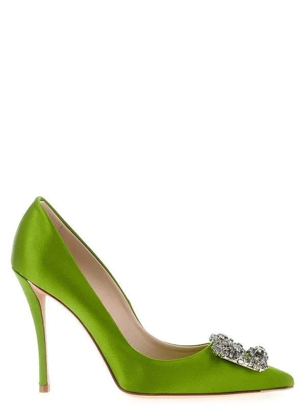 Flower Strass Pumps Green made by Roger Vivier