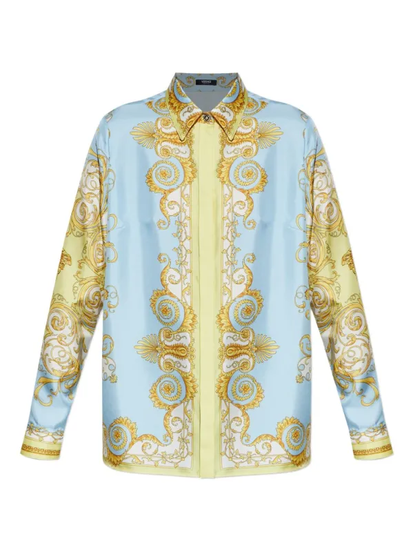 Barocco Print Silk Shirt sold by Wanan Luxury