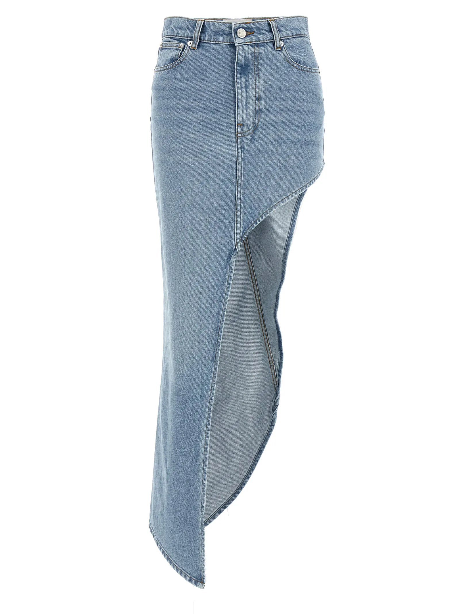 One-Leg Denim Skirts Light Blue sold by Wanan Luxury