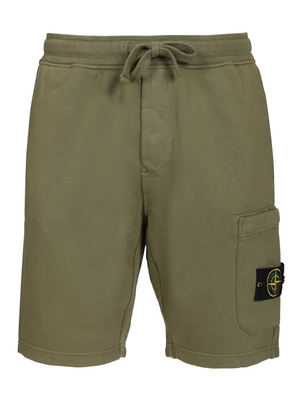 Shorts Organic Cotton Fleece, Garment Dyed Trousers Green sold by Wanan Luxury