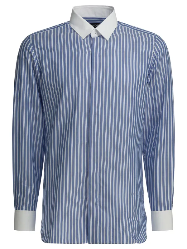 Wide Stripe Shirts Light Blue sold by Wanan Luxury