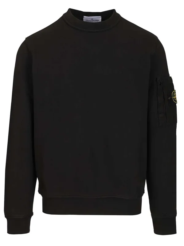 Sweatshirt Cotton Fleece With Seasonal Pocket, Garment Dyed Sweatshirts Black sold by Wanan Luxury