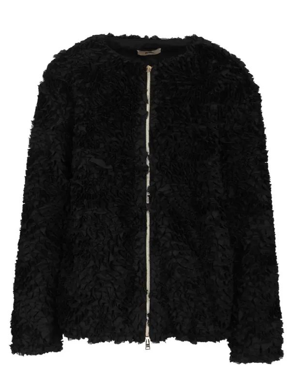 Bomber Fru Fru Georgette Poly Jackets Black sold by Wanan Luxury