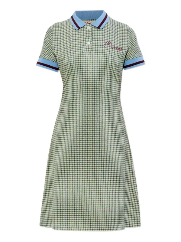 Polo-Collar Check Mini Dress made by Marni