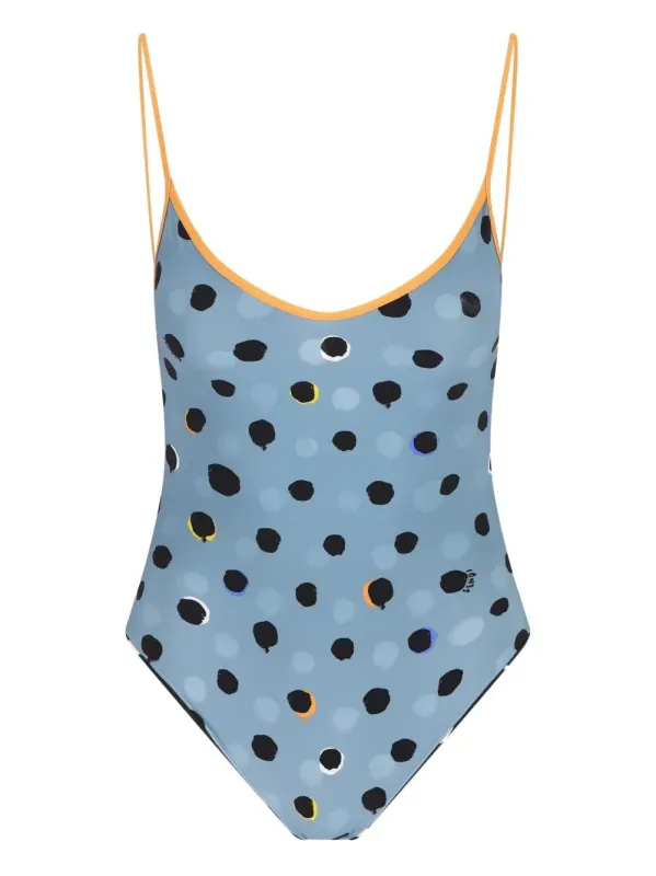 Falena Dots-Print One-Piece Swimsuit sold by Wanan Luxury