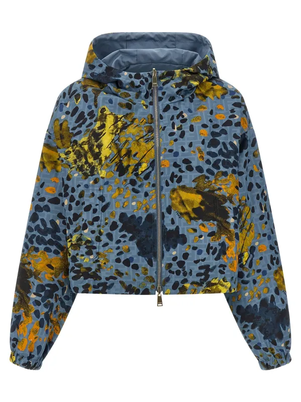 Reversible Windbreaker Puffer Jackets Blue made by Fendi