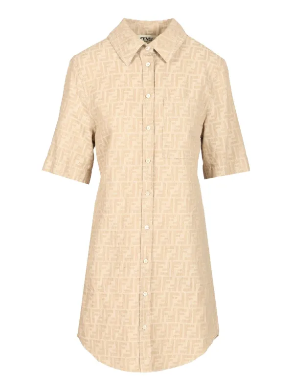 Ff Chambray Dress Dresses Beige sold by Wanan Luxury