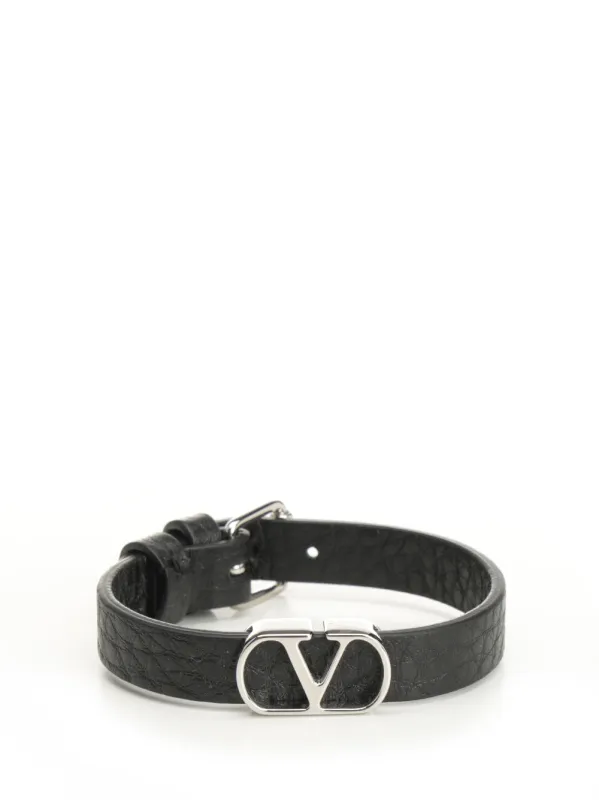 Vlogo Signature Leather Bracelet Jewelry Black sold by Wanan Luxury