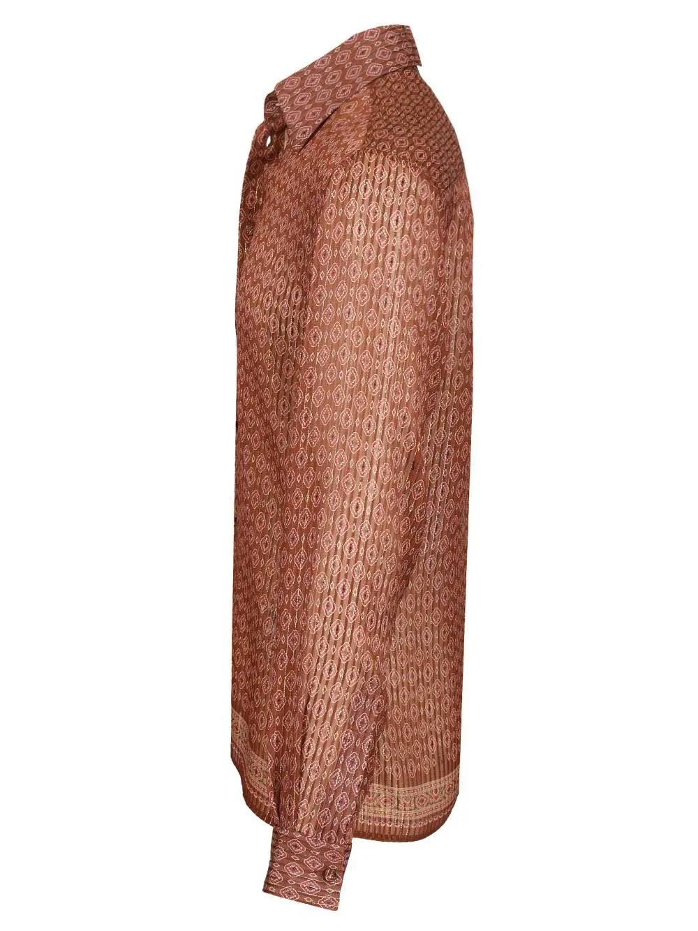Silk Shirt With Geometric Print Shirts Brown sold by Wanan Luxury product image thumbnail 3