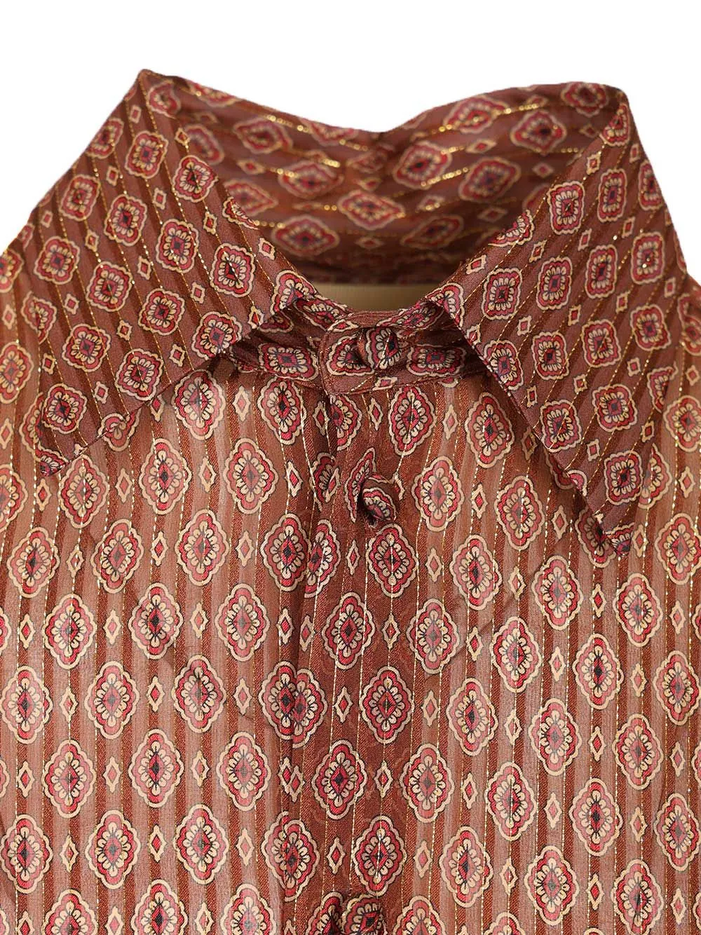 Silk Shirt With Geometric Print Shirts Brown sold by Wanan Luxury product image thumbnail 4