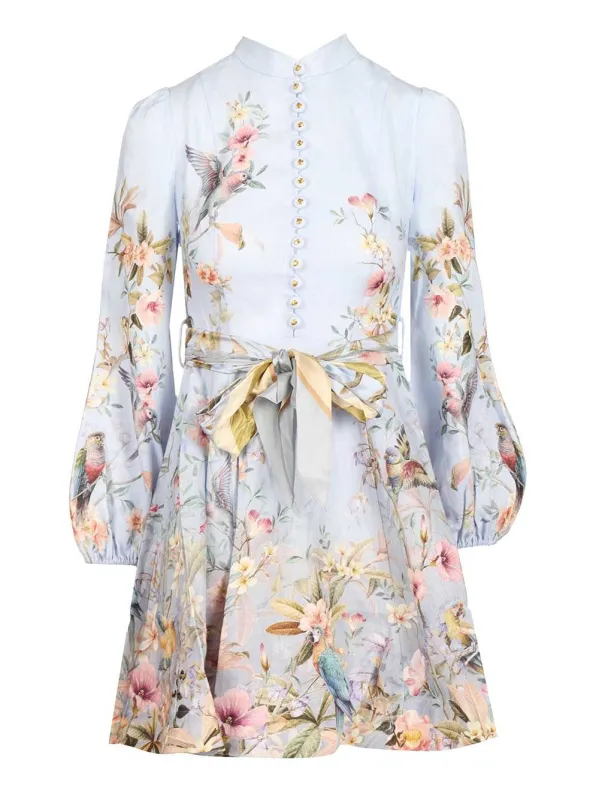 Rebellion Button Mini Dress Dresses Blue made by Zimmermann