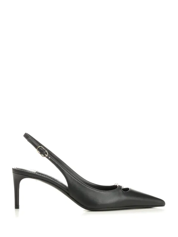 Lollo Slingback In Silk Nappa Pumps Black sold by Wanan Luxury