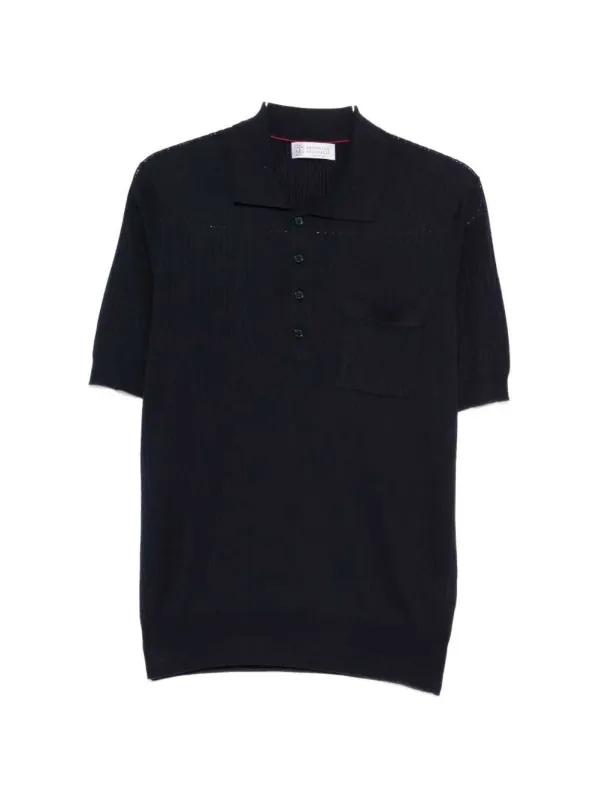 Blue Polo Shirt With Woven Pattern sold by Wanan Luxury