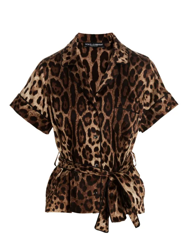 Leopard Shirt Shirt And Blouse Brown made by Dolce & Gabanna