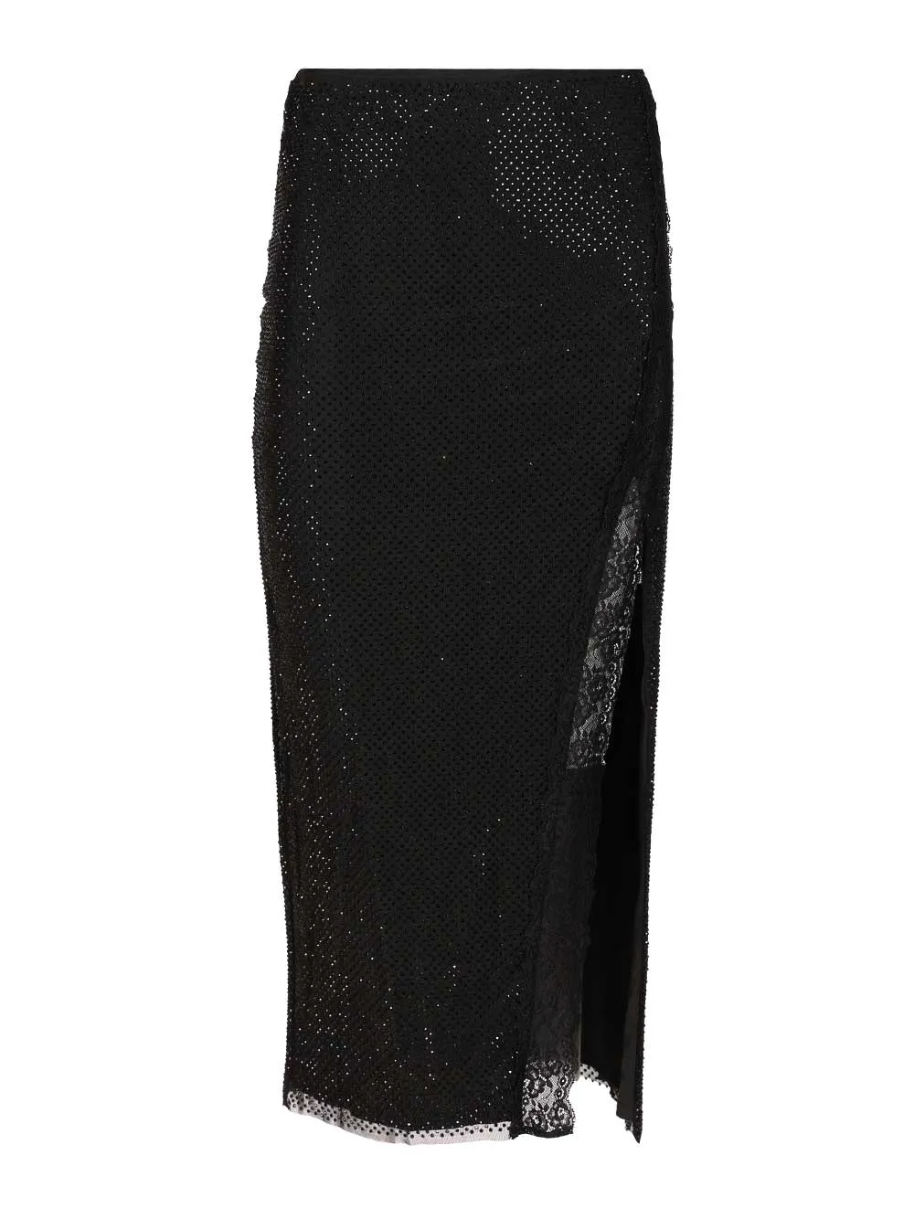 Midi Skirt With Rhinestones Skirts Black sold by Wanan Luxury