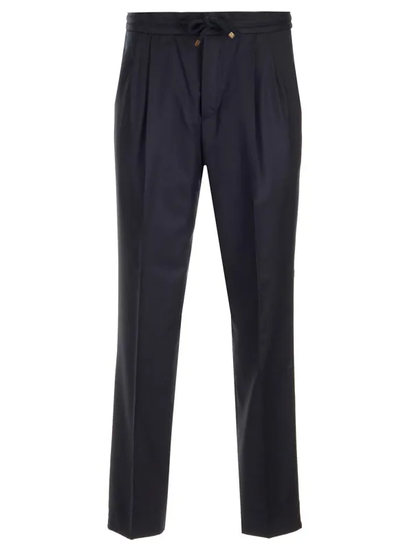 Leisure Fit In Virgin Wool Flannel Trousers Blue sold by Wanan Luxury
