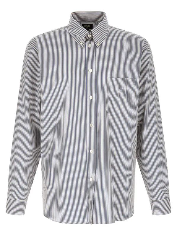 Striped Button-Down Shirt Shirt And Blouse Blue made by Fendi