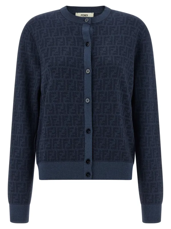 Ff Wool Cardigan Sweaters And Cardigans Blue sold by Wanan Luxury