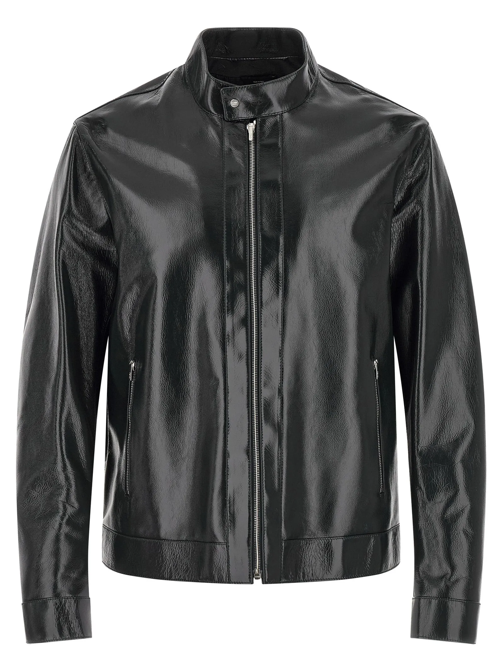 Lacquered Leather Blouson Puffer Jackets Blue sold by Wanan Luxury