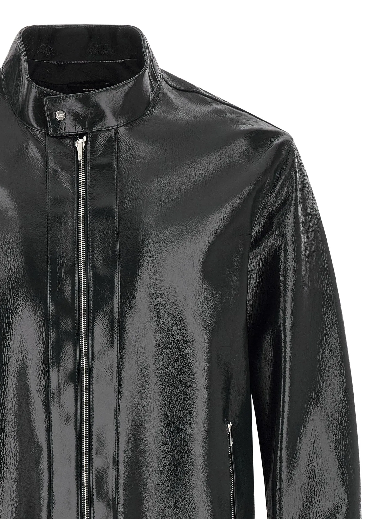 Lacquered Leather Blouson Puffer Jackets Blue sold by Wanan Luxury product image thumbnail 3