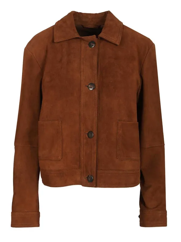 Boxy Suede Jacket Jackets Brown sold by Wanan Luxury