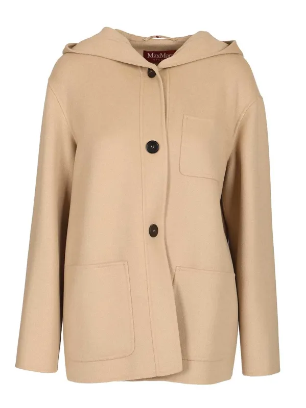 Wool, Cashmere And Silk Hooded Coat Coats Beige made by MaxMara