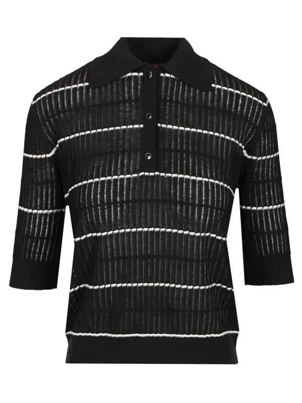 Sweater In Wool And Silk Yarn Polo Shirt Blue made by MaxMara
