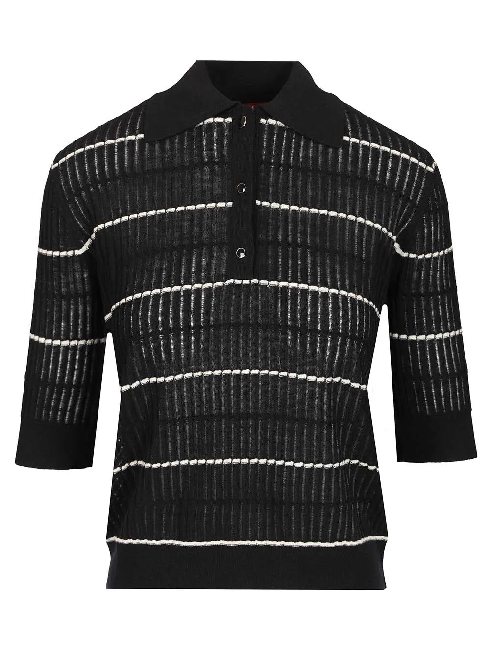 Sweater In Wool And Silk Yarn Polo Shirt Blue sold by Wanan Luxury