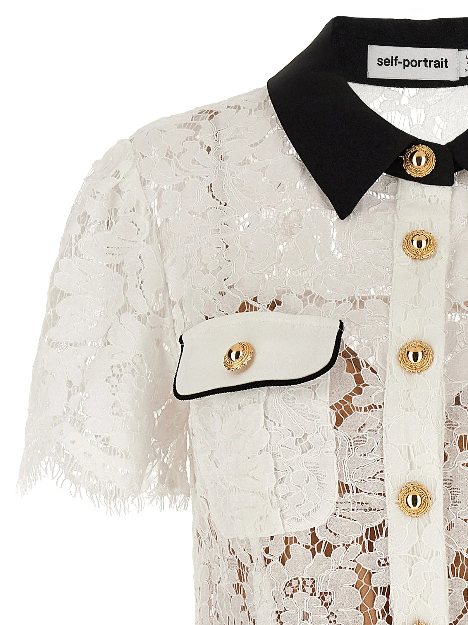 White Lace Contrast Collar Mini Dresses White sold by Wanan Luxury product image thumbnail 3