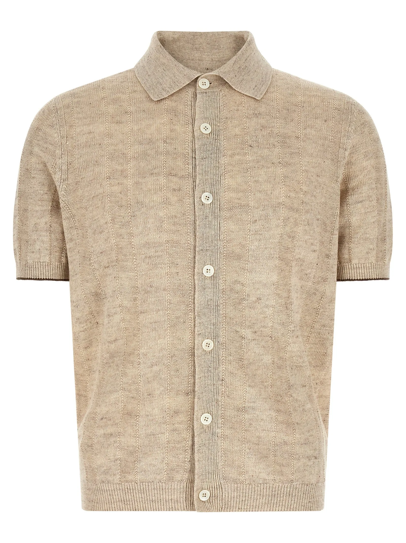 Operated Ribbed Shirt Shirt And Blouse Beige sold by Wanan Luxury