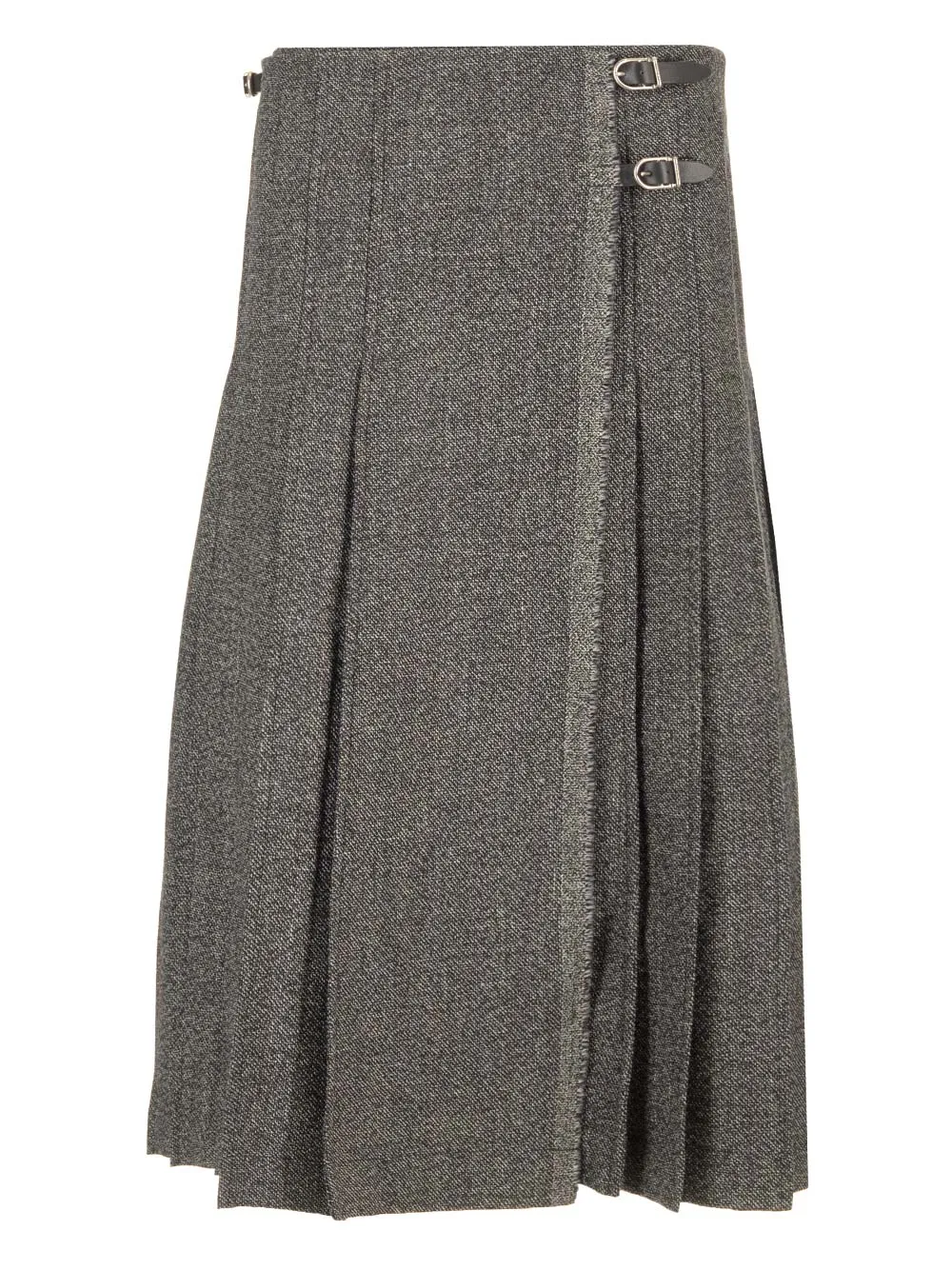 Pleated Midi Kilt Skirt Melange Black Skirts Grey sold by Wanan Luxury
