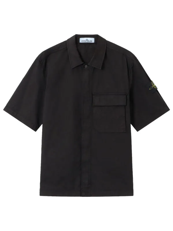 Comfort-Fit Short-Sleeved Cotton Twill Shirt With Pocket made by Stone Island