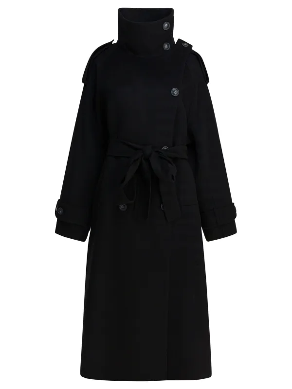 Virgin Wool Long Coat Jackets And Coats Black made by MaxMara