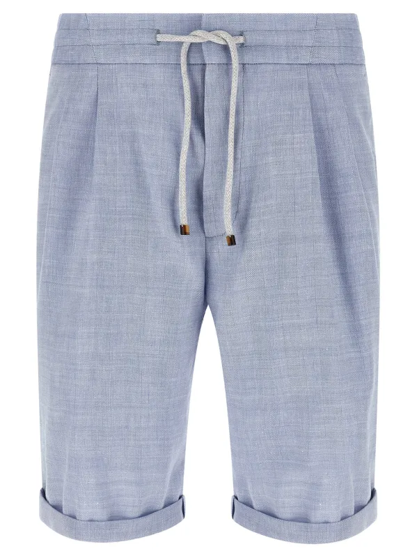 Linen And Wool Chevron Bermuda Shorts Bermuda And Short Light Blue sold by Wanan Luxury